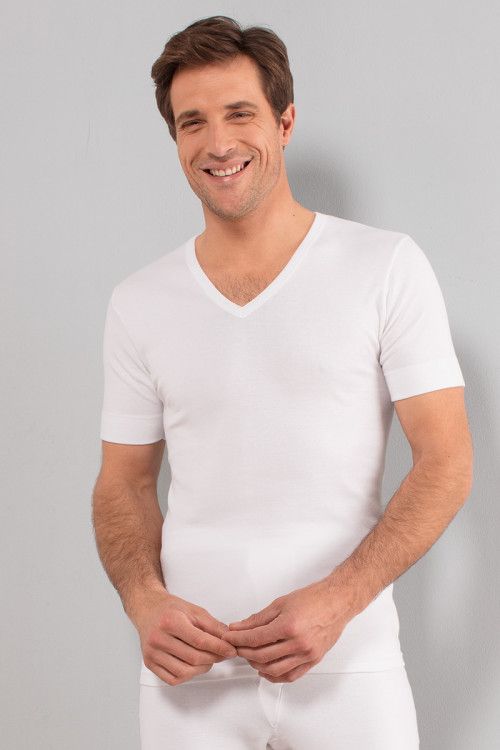 Tee-shirt col v en coton - 1 2