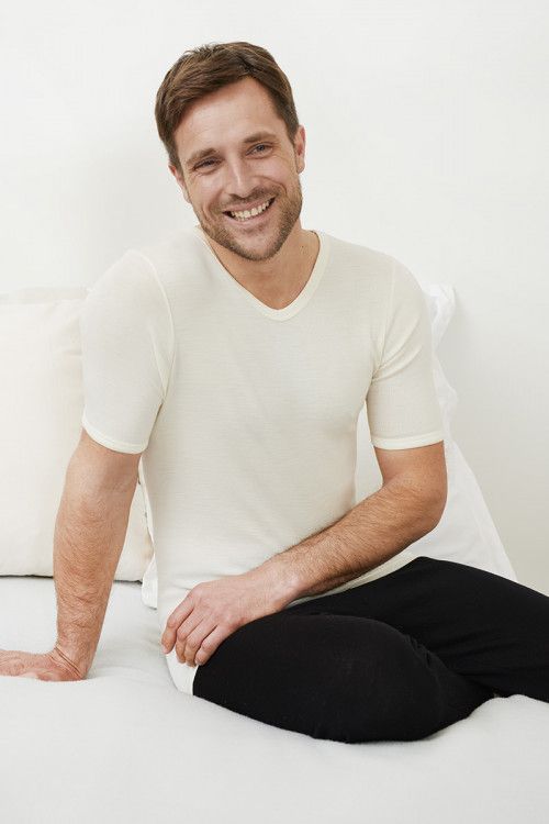 Tee-shirt laine et soie manches courtes - 1 2