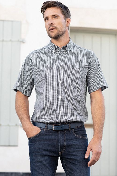 Chemise classique en coton manches courtes 23 B Solfin Fabriqué en France 2