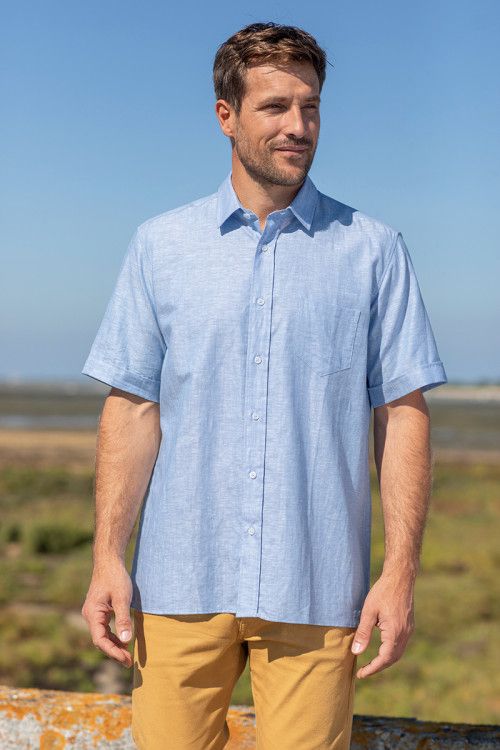 Chemise lin manches courtes 1 B Solfin Fabriqué en France 2