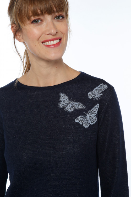 Pull papillons en laine 1 B Solfin Fabriqué en France 2