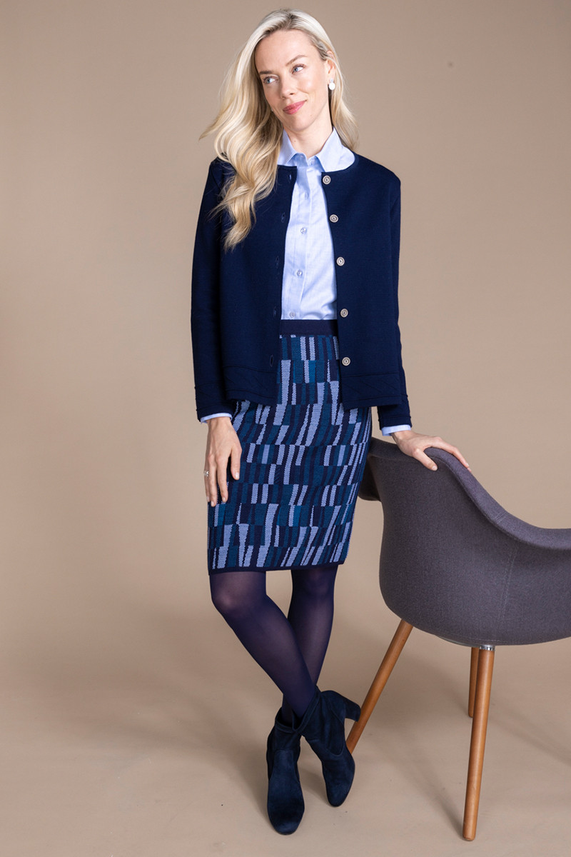Jupe jacquard en laine 1 B Solfin Fabriqué en France