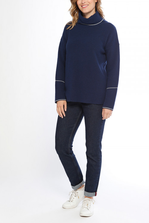 Pull col roulé en laine 1 B Solfin Fabriqué en France