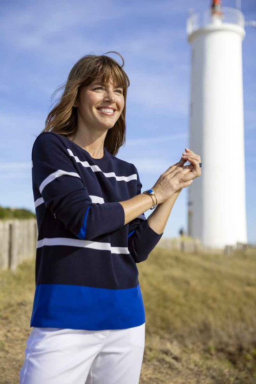 Pull marinière en laine mérinos 1 B Solfin Fabriqué en France 2