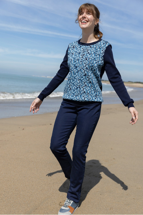 Pull jacquard en laine 1 B Solfin Fabriqué en France 2