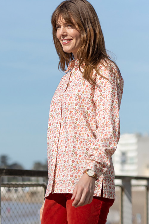 Chemisier coton fleuri manches longues 1 B Solfin Fabriqué en France 2