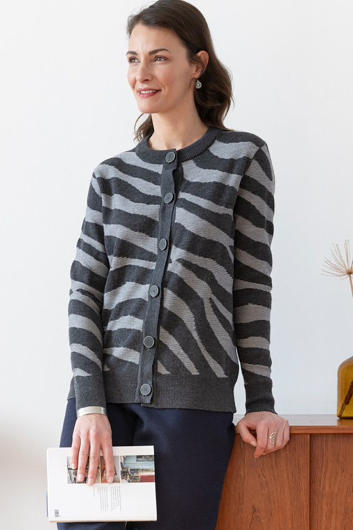 Cardigan en laine zébré 1 B Solfin Fabriqué en France 2